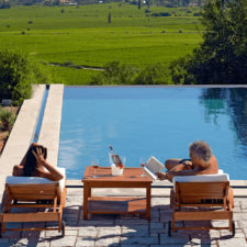 Pool in terrace style overlooking the Valley and vineyards.