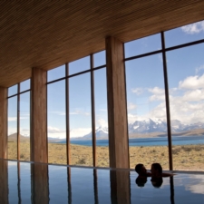 View from the indoor pool to Torres del Paine National Park.